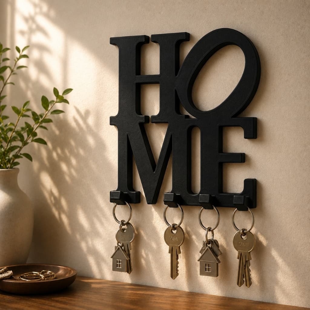 Porta Chaves Para Parede Decoração HOME Chaveiro Vazado Suporte 4 Ganchos Moderno