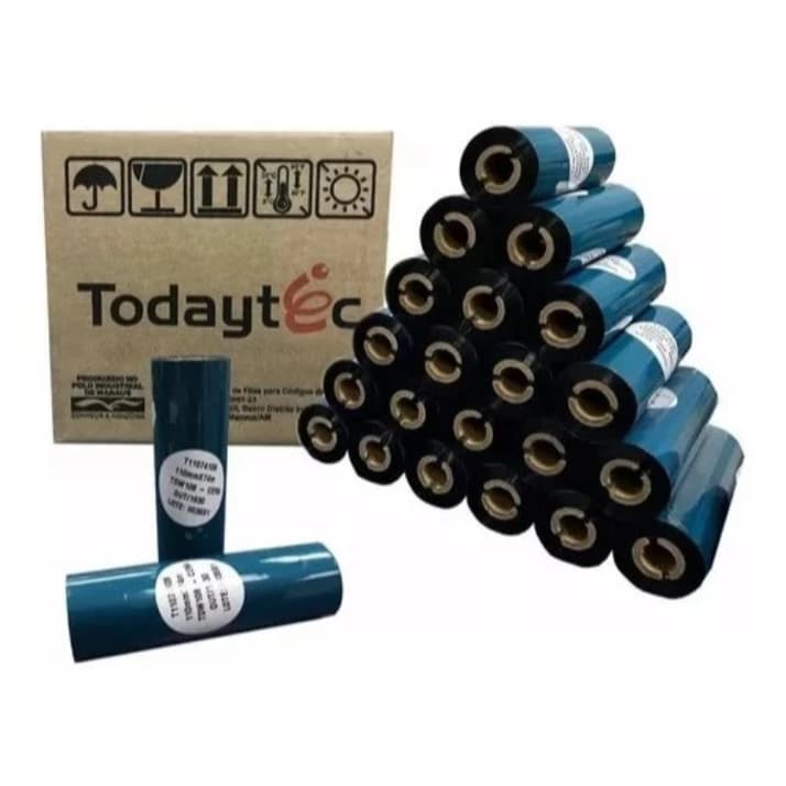 KIT Ribbon Cera 110x74 Para Impressão Térmica  Externo  - Argox Zebra Elgin
