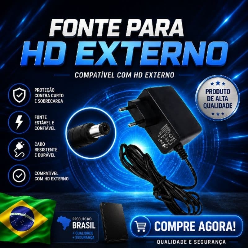 Fonte Compatível Hx-d301tdb/g Hd Externo Samsung 3tb D3 Station 12v 2a