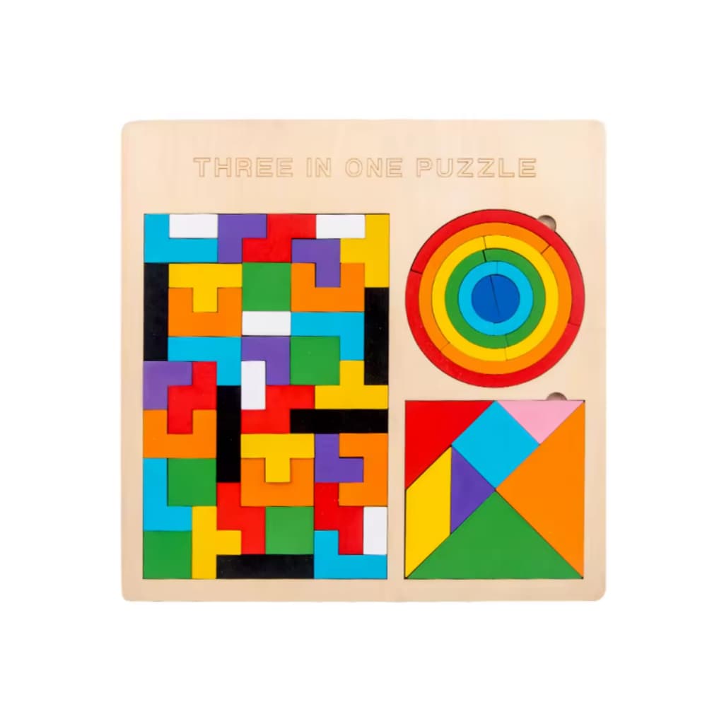 Brinquedo Educativo Montessori Madeira Tetris 3 Em 1