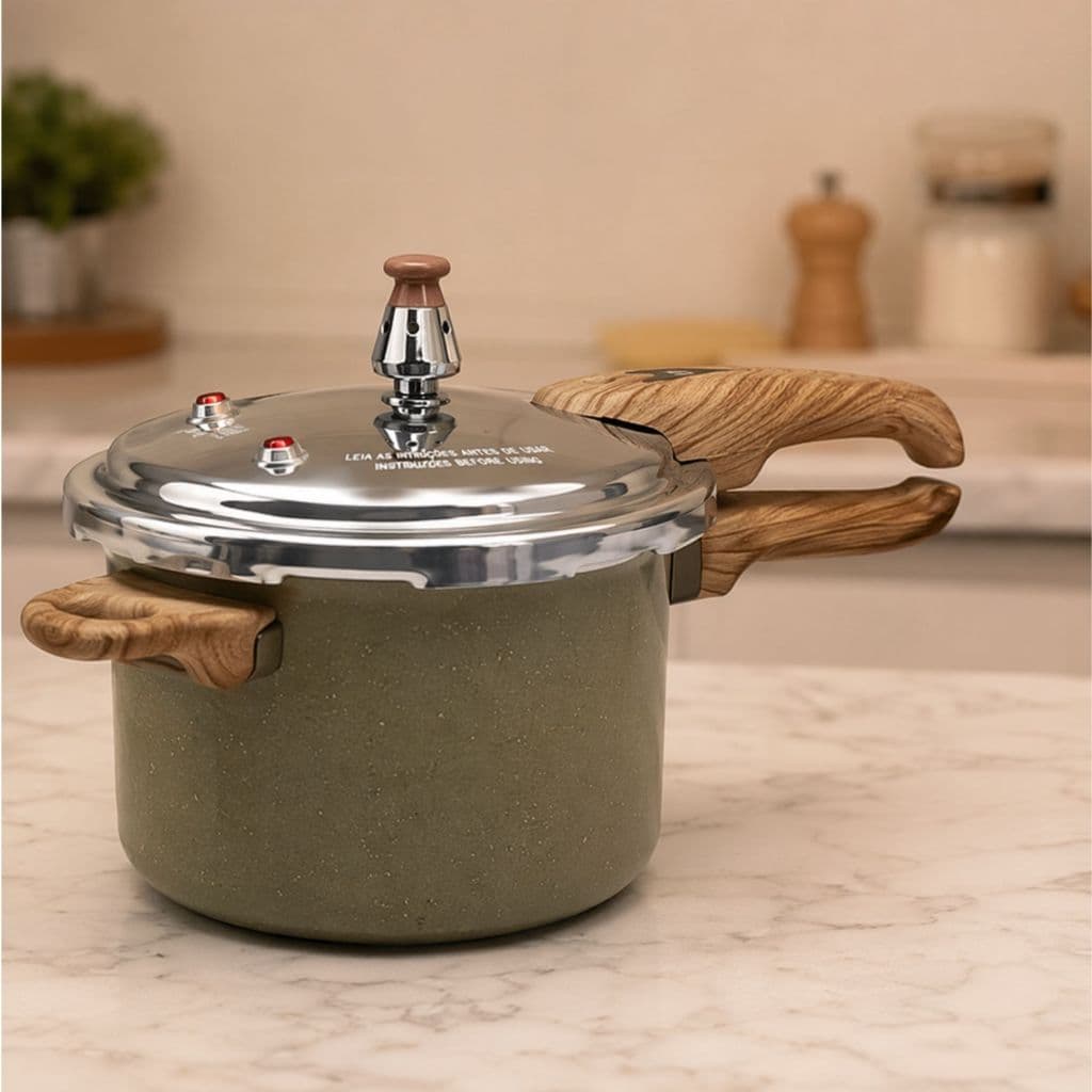 Panela Pressão Indução Max Chef Fratelli 4,2 Litros Verde Acinzentado Qualidade Segurança Cozinha
