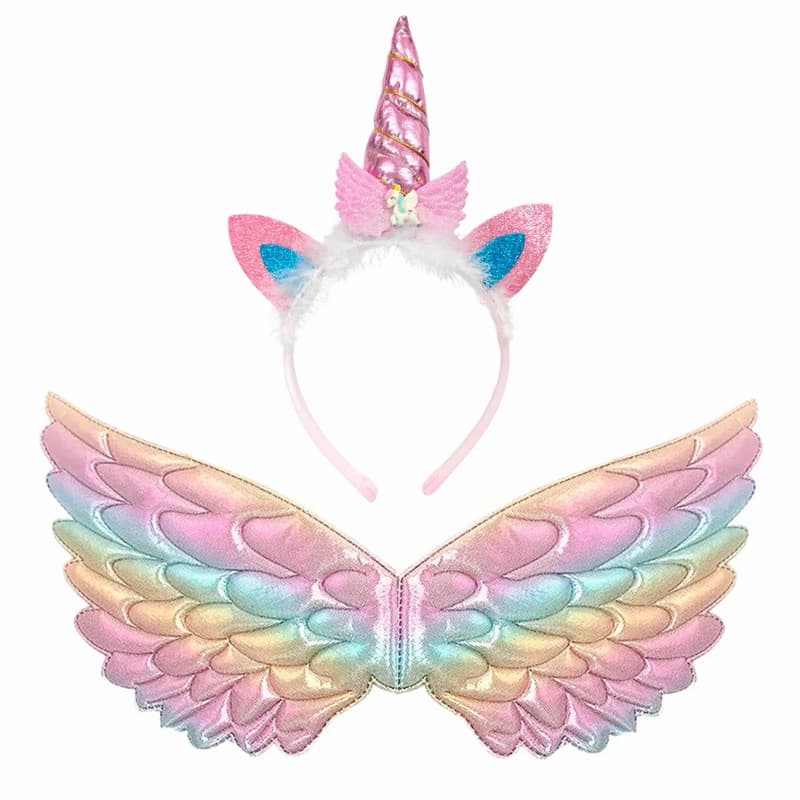 Kit Unicórnio Acessórios Tiara com LED + Asa - Festa tiara princesa Fantasia decoração