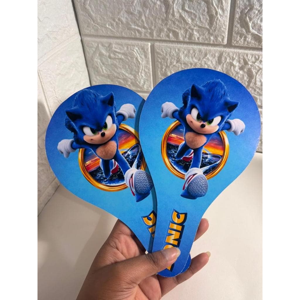 Raquete Personalizada Sonic Azul C/ Dourado Ping Pong Lembrancinha Para aniversário