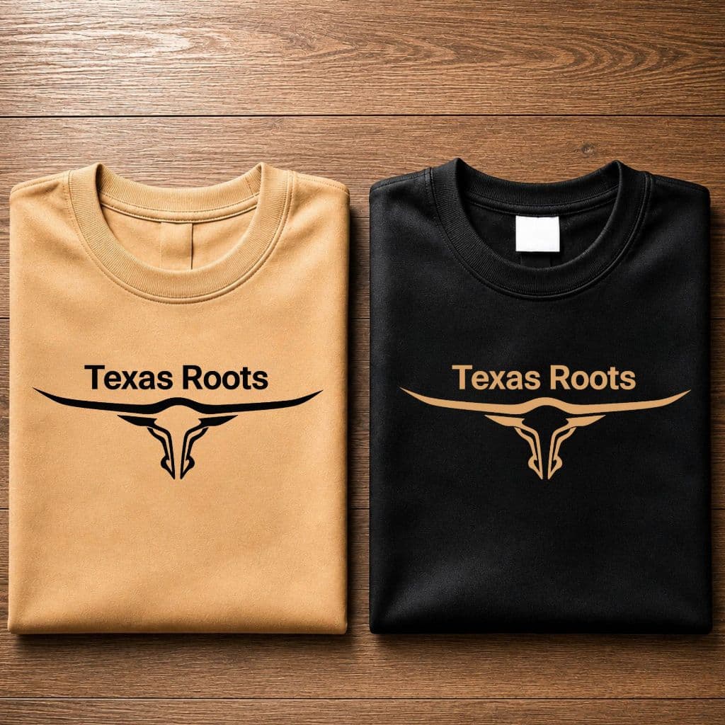 Kit 2 Camisetas Masculinas 100% Algodão Texas Roots Manga Curta Gola Redonda Rodeio Cowntry Texana Feminina Boi