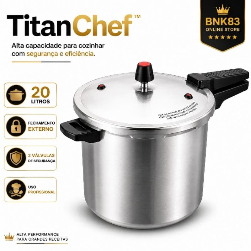 Panela de Pressão TitanChef™ 20 Litros Fechamento Externo Alumínio Alta Capacidade Profissional