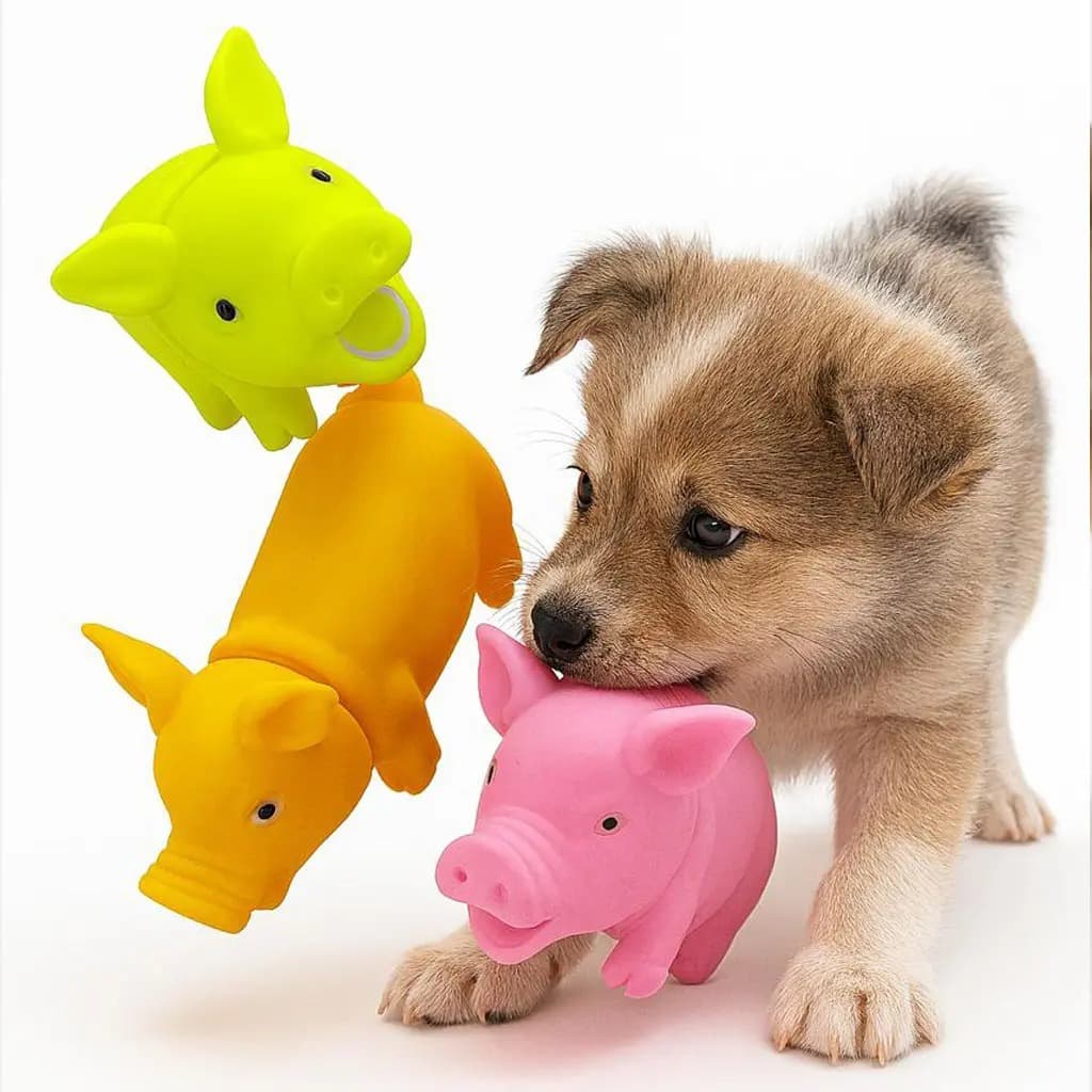 Brinquedo Mordedor Pet Cachorro Porquinho De Borracha Com Som relaxante relaxante estimulante pet menos agitado