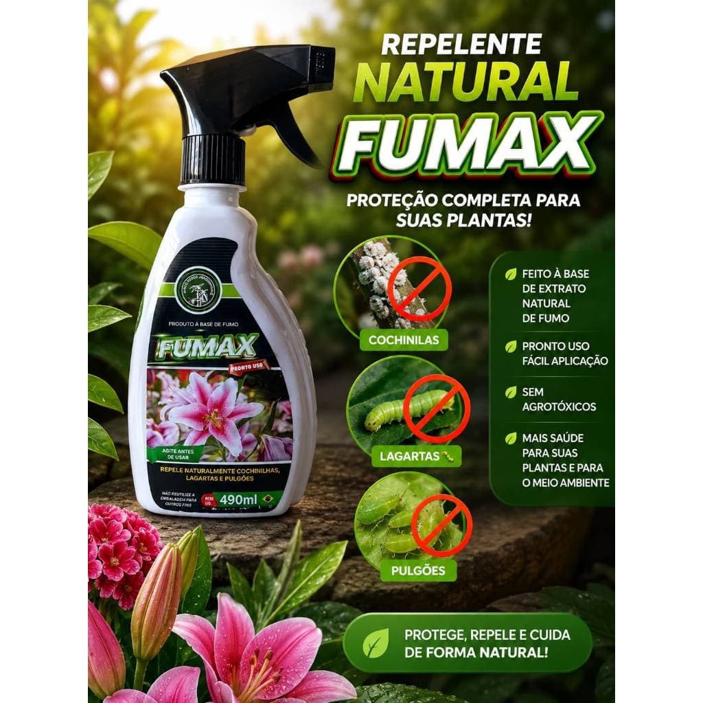 Inseticida Repelente natural para plantas Fumax Ação Natural Formulado Com Extrato De Fumo