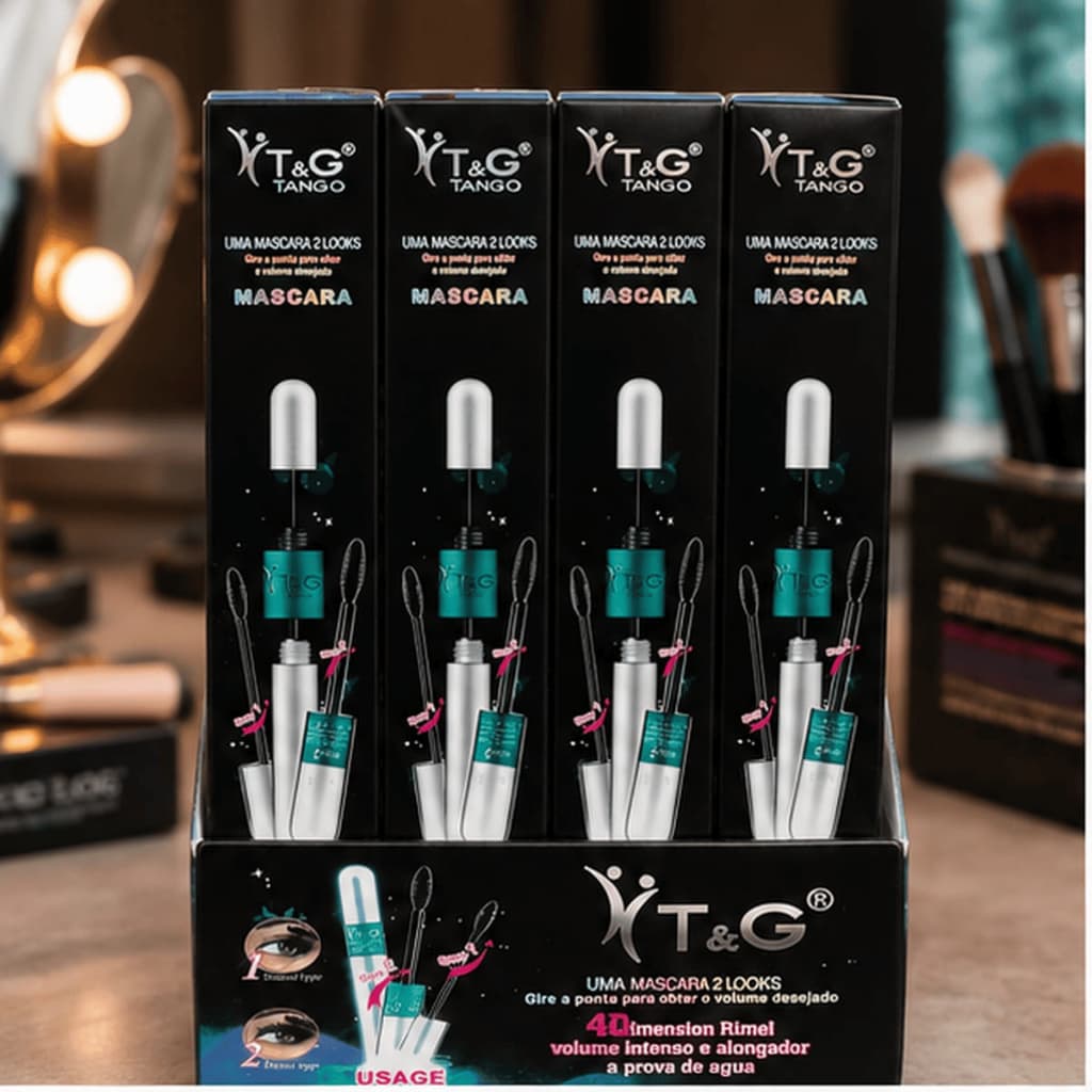 Delineador 2 em 1 Tango + Rímel 4D 2 em 1 Tango ou Caneta Delineadora À Prova D’Água Eyeliner