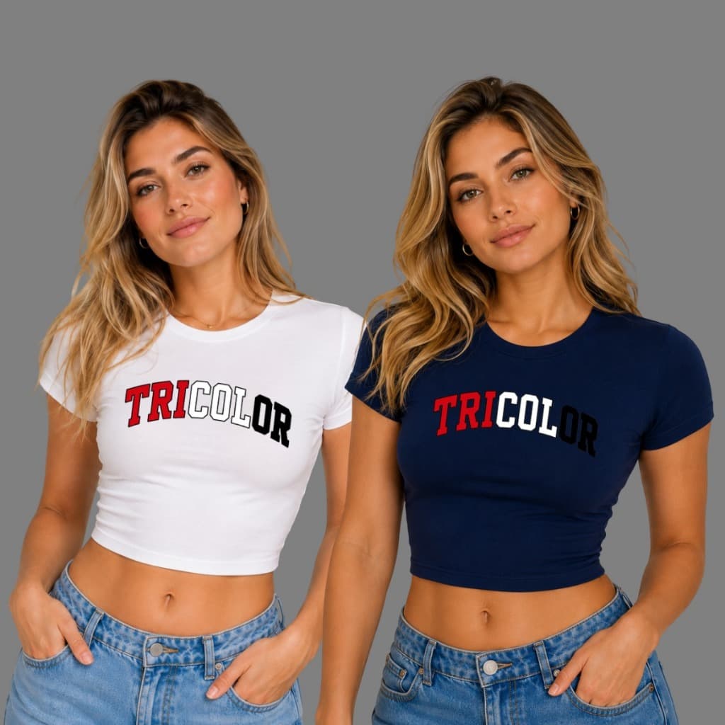 Kit 2 Baby Tee Blusinha Feminina Futebol TRICOLOR Time Brasileiro Qualidade Premium ENVIO IMEDIATO