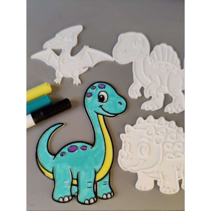 Kit 4 Dinossauros 3d  para colorir e lavar infantil + Tinta e pincel | Diversão infantil!