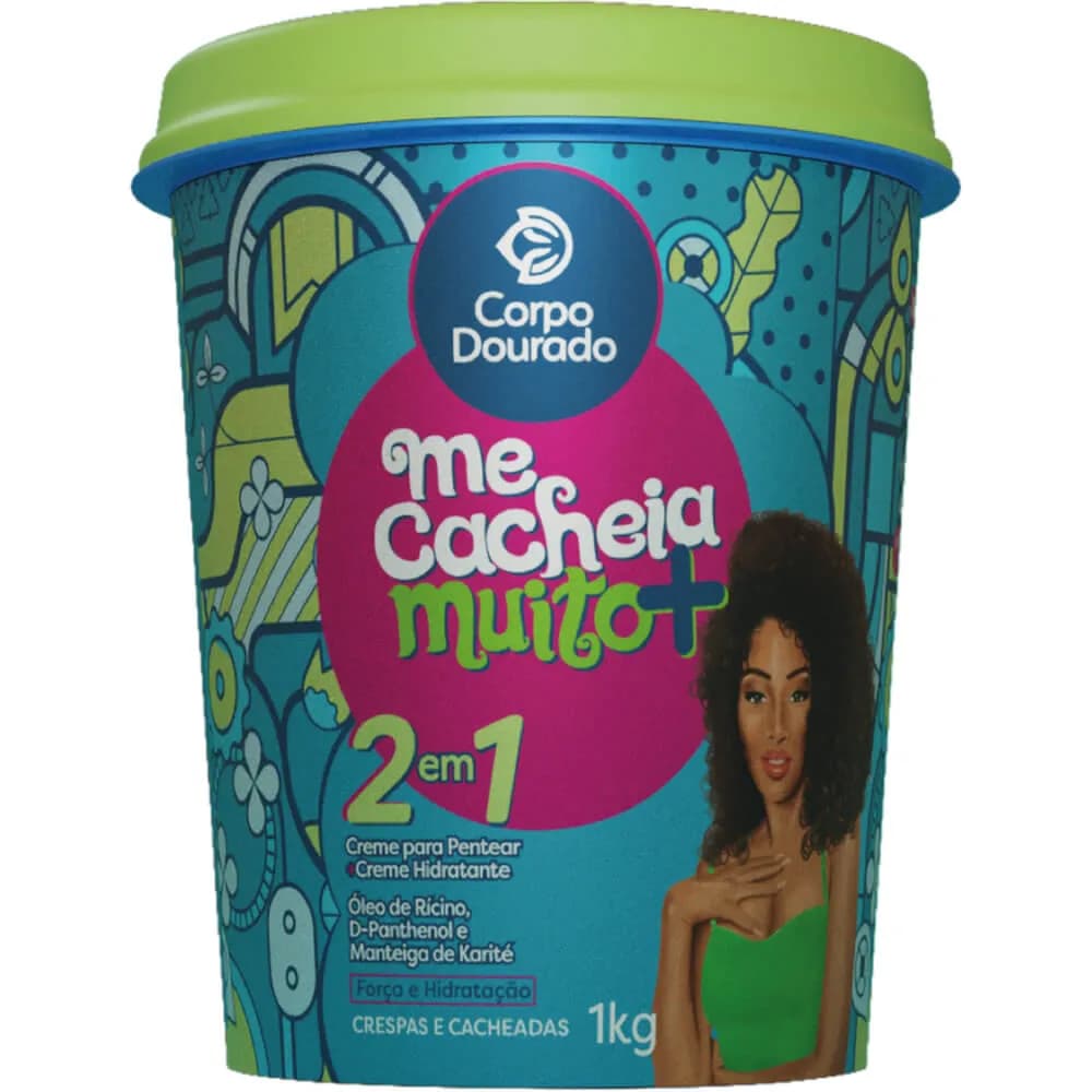 Creme 2 em 1 Me Cacheia Muito+ Corpo Dourado 1kg | Cachos Hidratados e Definidos