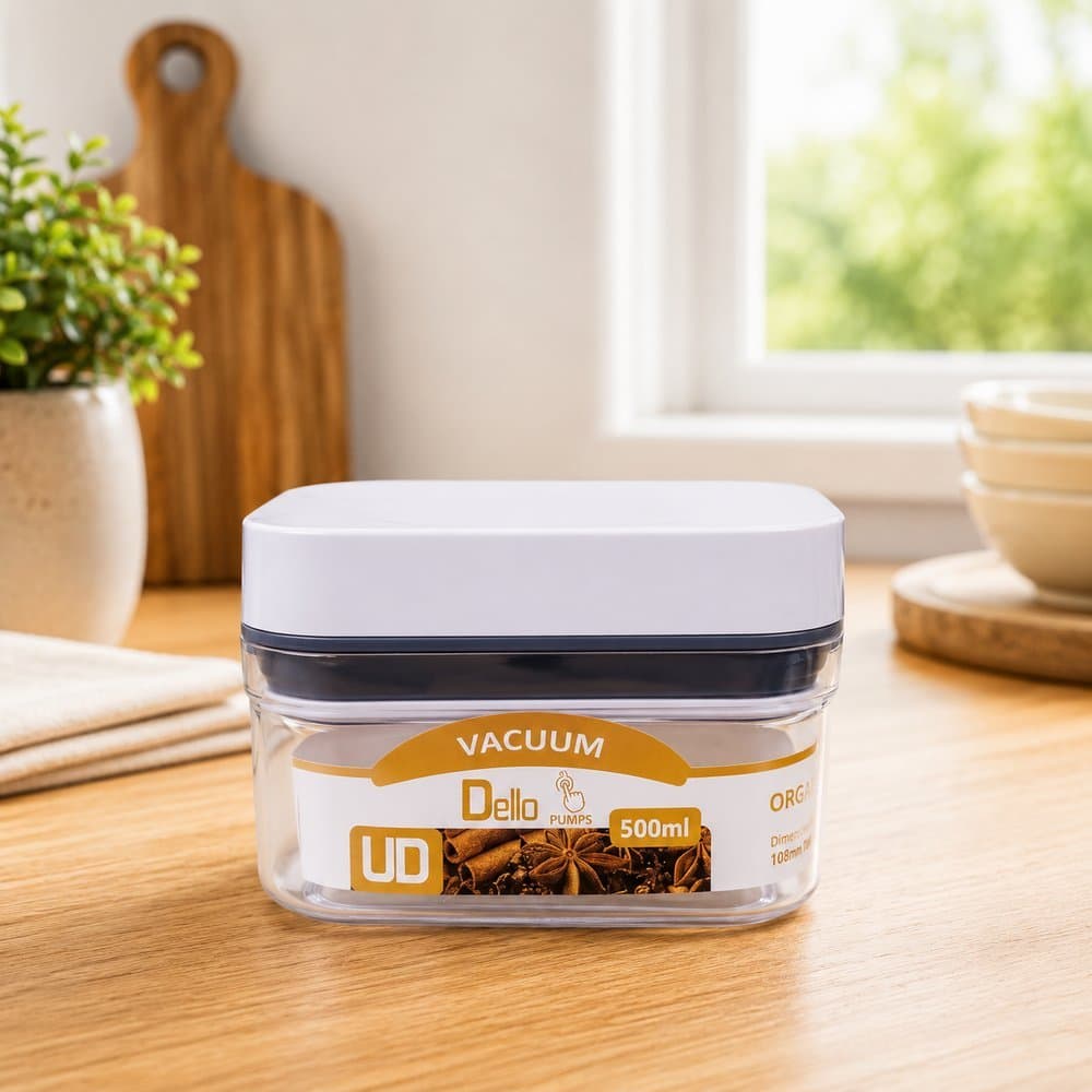 Pote Hermético Retangular Automático a Vácuo Dello Vacuum Pumps – 500ML