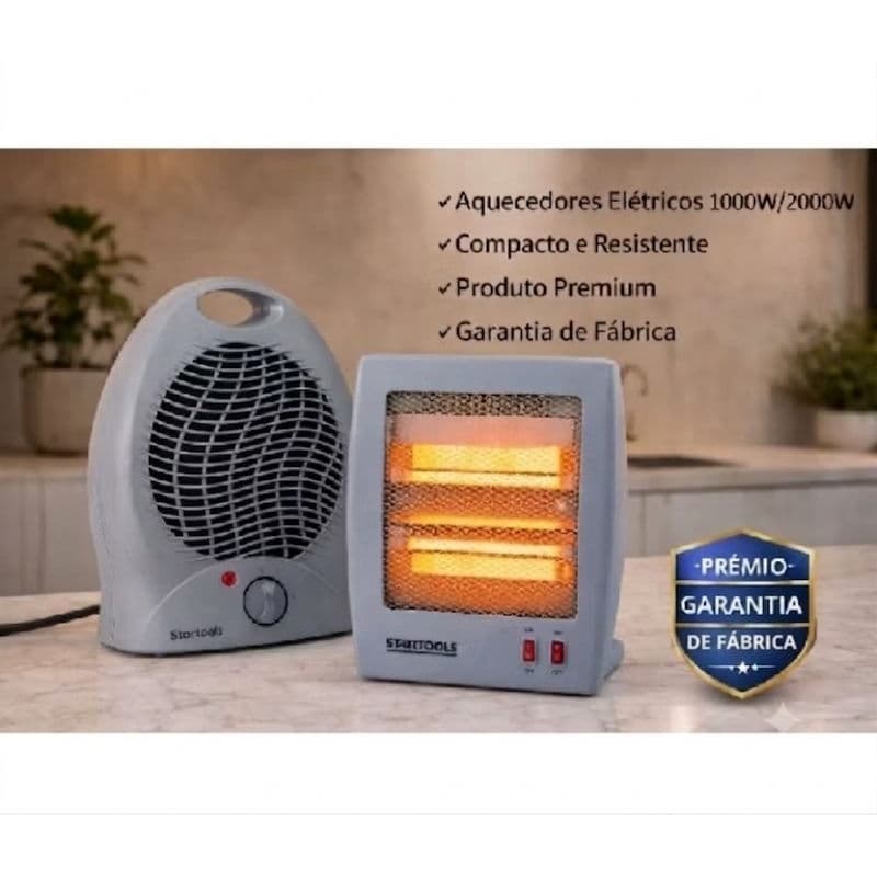 Aquecedor Elétrico 127V e 220V Quartzo Compacto Portátil Ar Quente Esquenta Rápido