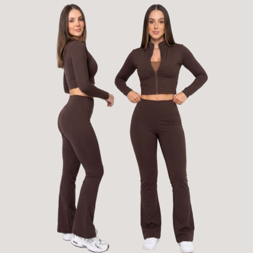 Calça Flare Bailarina Flanelada Premium Cintura Alta