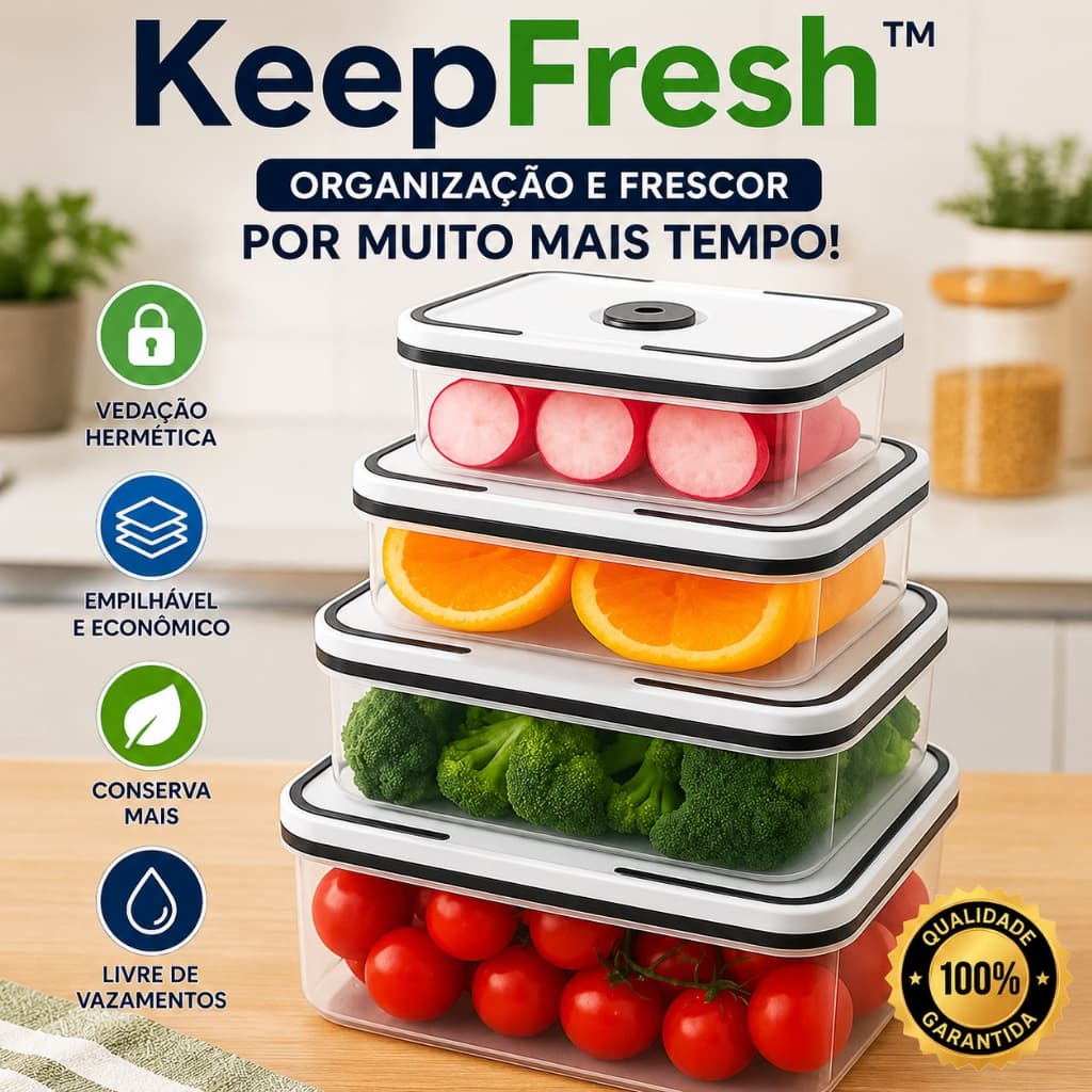 Kit 4 Potes Herméticos Plástico com Tampa Vedação Organizador de Alimentos Empilhável