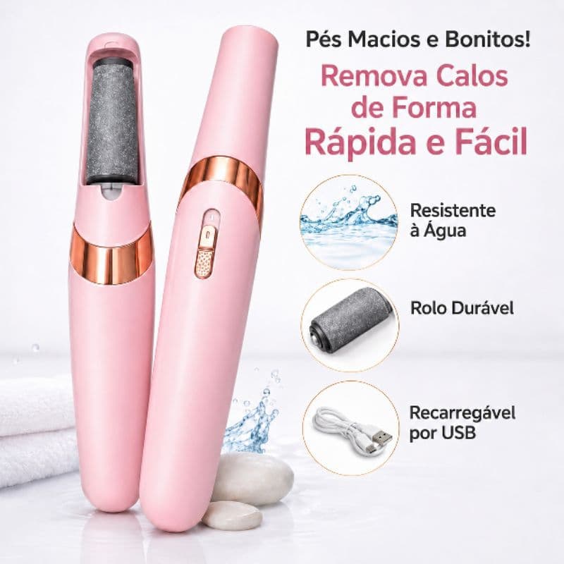Lixa de Pé Elétrica Removedor de Calos e Rachaduras Recarregável USB 2 Velocidades com Refil