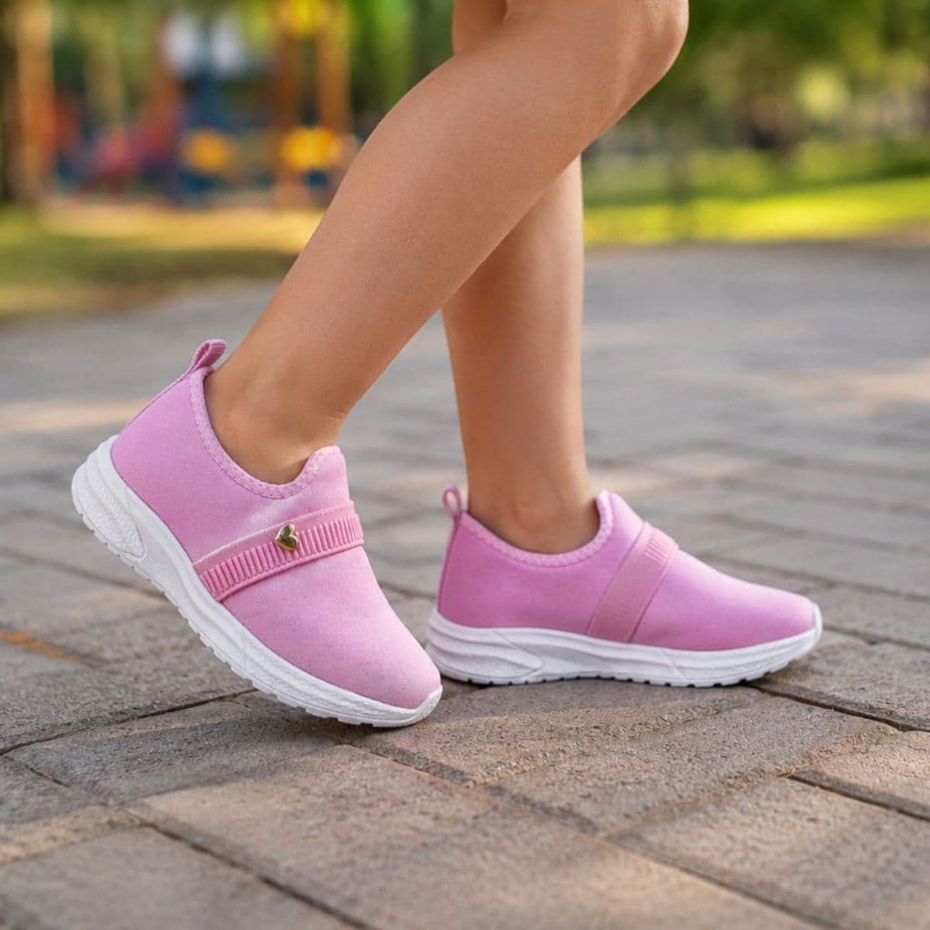 Tênis Calce Fácil Infantil Menina Sapatenis Slip On Confortável Elegante Casual Dia Dia Lançamento
