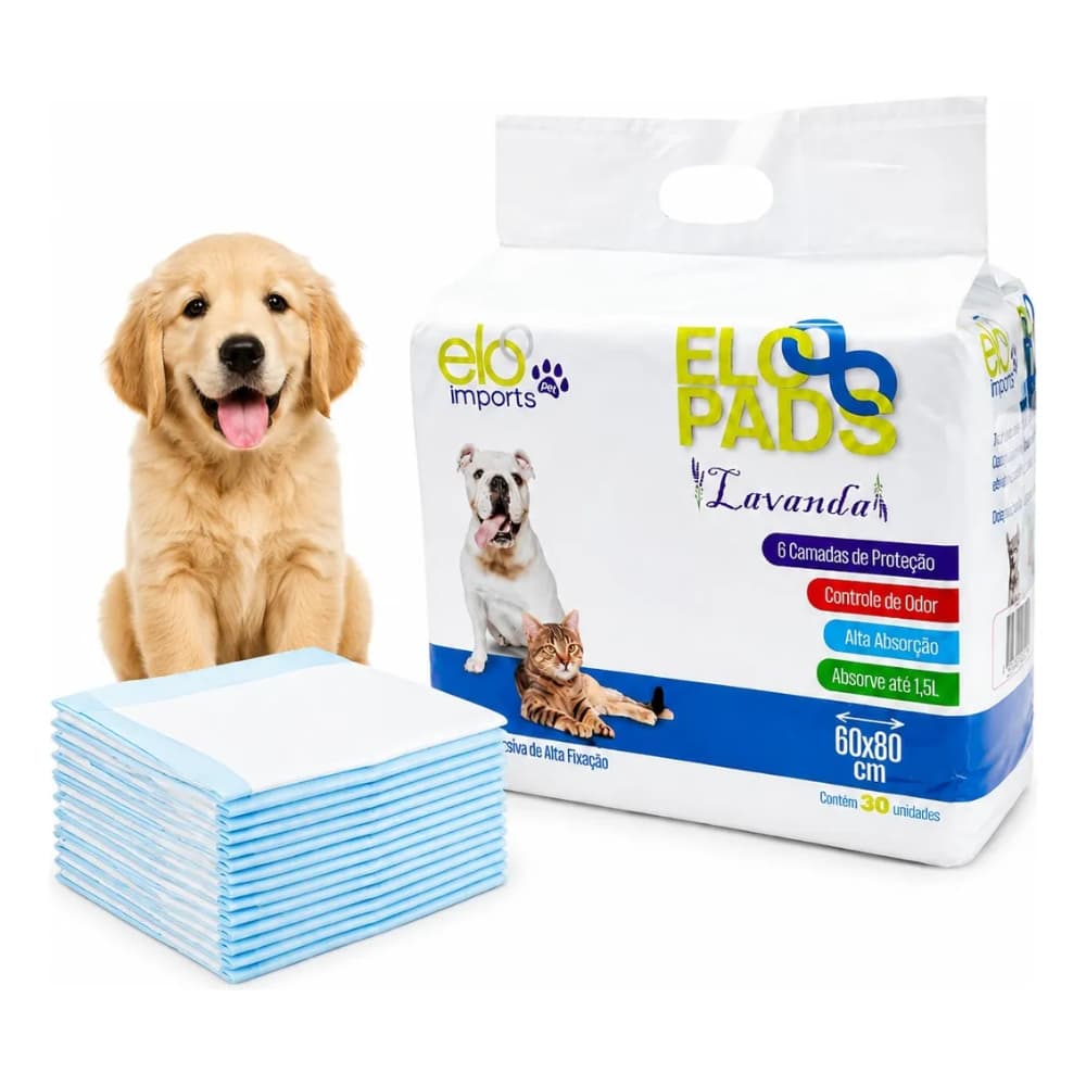 Tapete Higiênico Pet 80X60 30 Un Alta Absorção  Lavanda