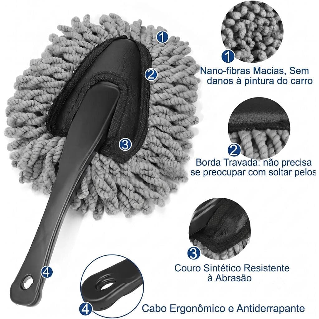 Espanador De Microfibra Para Limpeza E Detalhamento Automotivo 32cm Reutilizável E Lavável Alta Absorção - Vinik