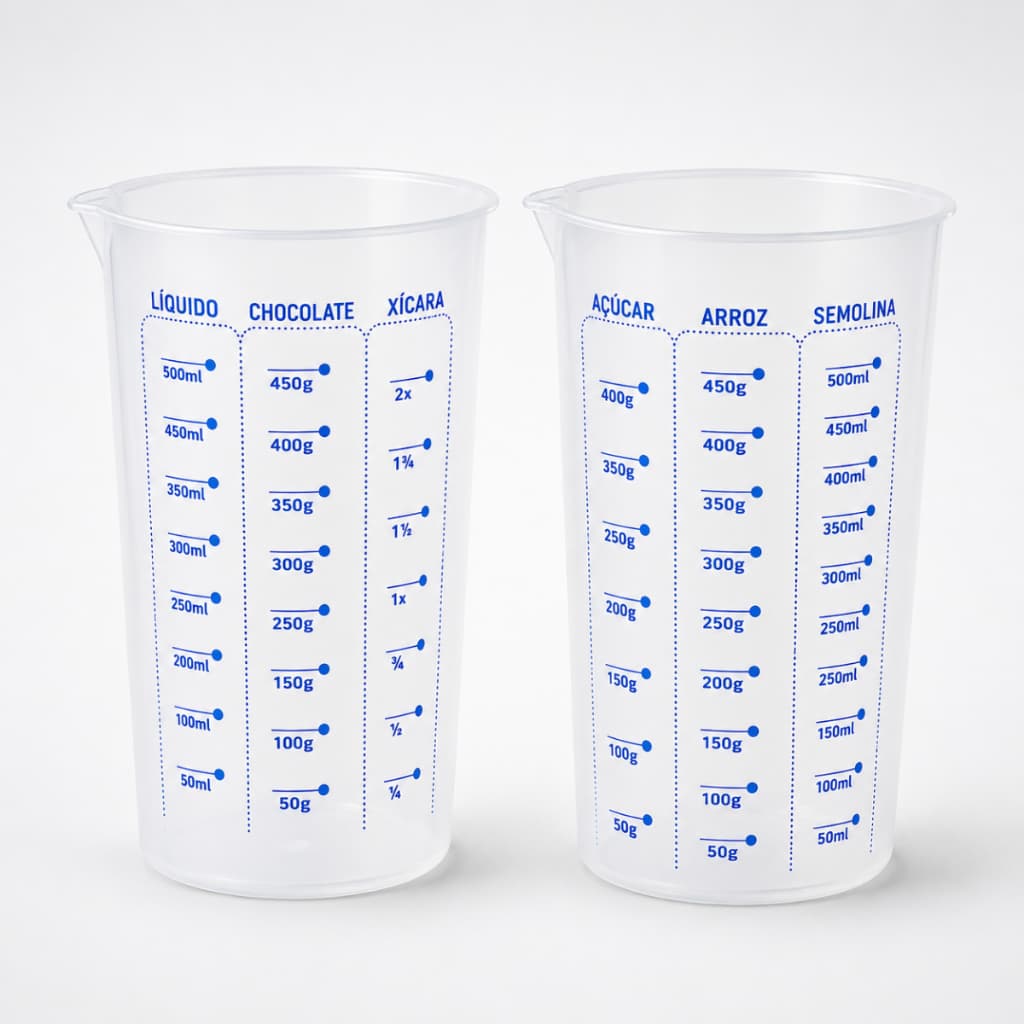 Kit 2 Copos Medidor 500ml Dosador Receitas Cozinha