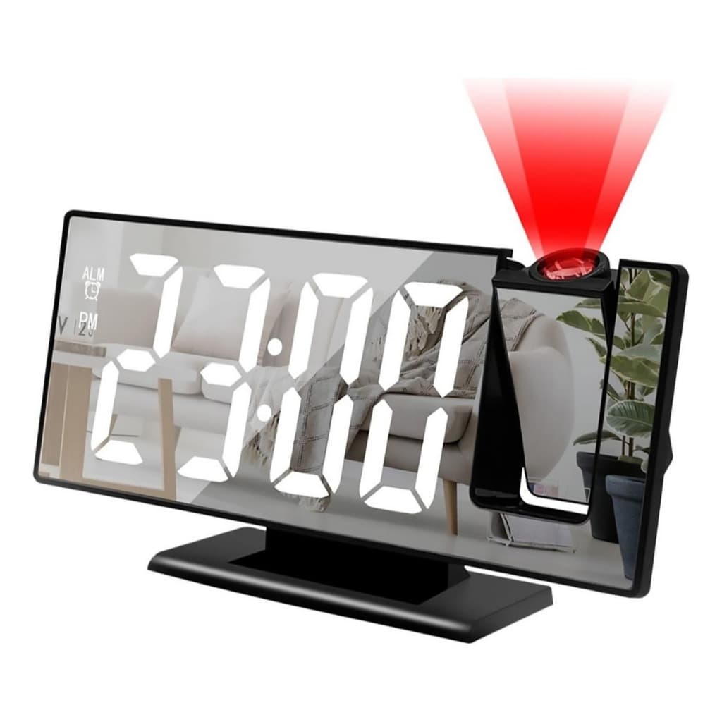Relógio Projetor Led De Mesa Com Despertador Data Temperatura Hora Funcionamento Por USB Linha Premium