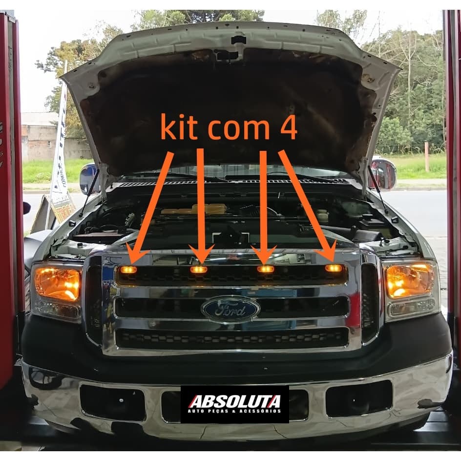 Luz De Grade Led Laranja KIT COM 4 Para Camionetes Ambar DELIMITADORA DE BAÚ 12V 24V