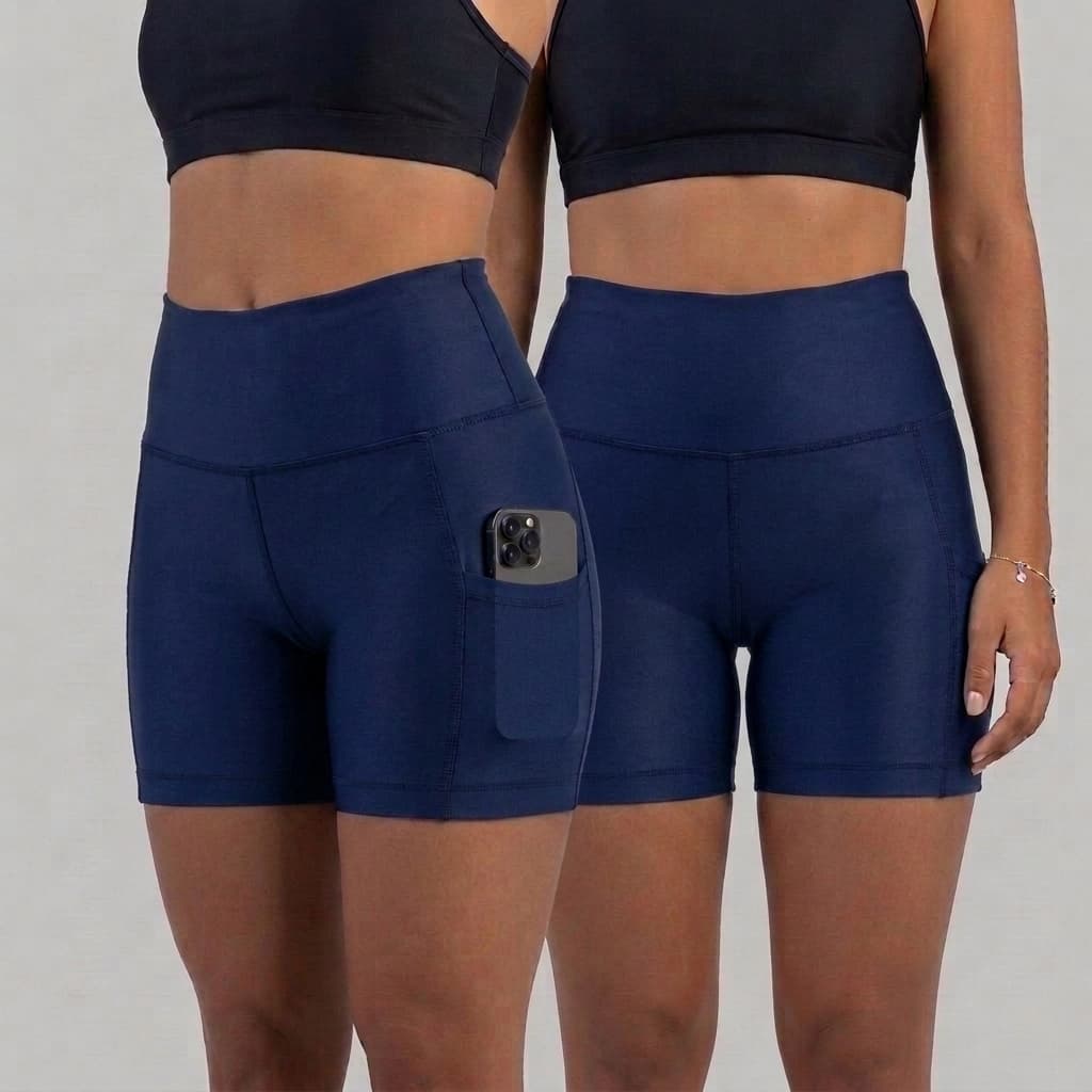 Kit 2 Short Fitness Feminino Academia Corrida Bolso Lateral Suplex Premium Premium Yoga