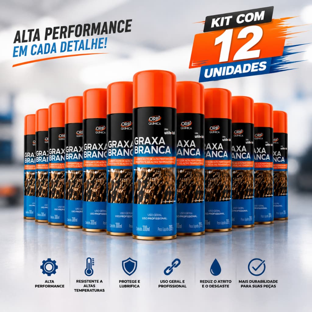 Graxa Branca Spray Alta Temperatura Lubrificante Correntes Rolamentos