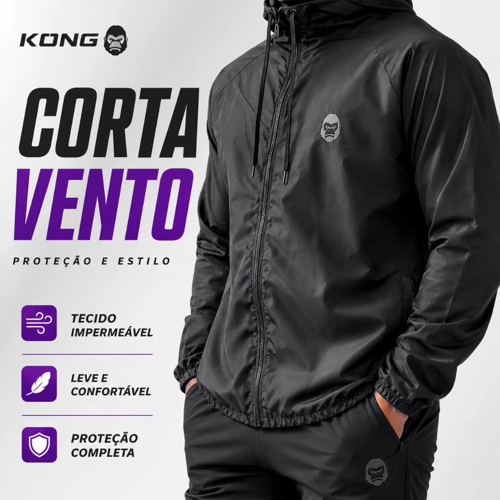 Jaqueta Masculina Kong Impermeável Corta Vento