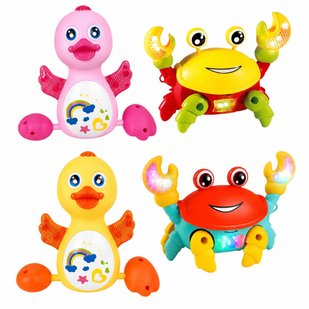 Kit Brinquedo Pato Dançarino E Caranguejo Fujão Infantil Som