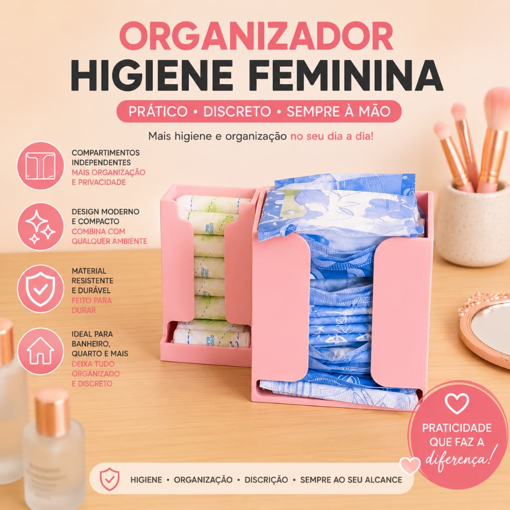Porta Absorvente Organizador Dispensador para Absorventes Interno e Externo Praticidade para seu Banheiro