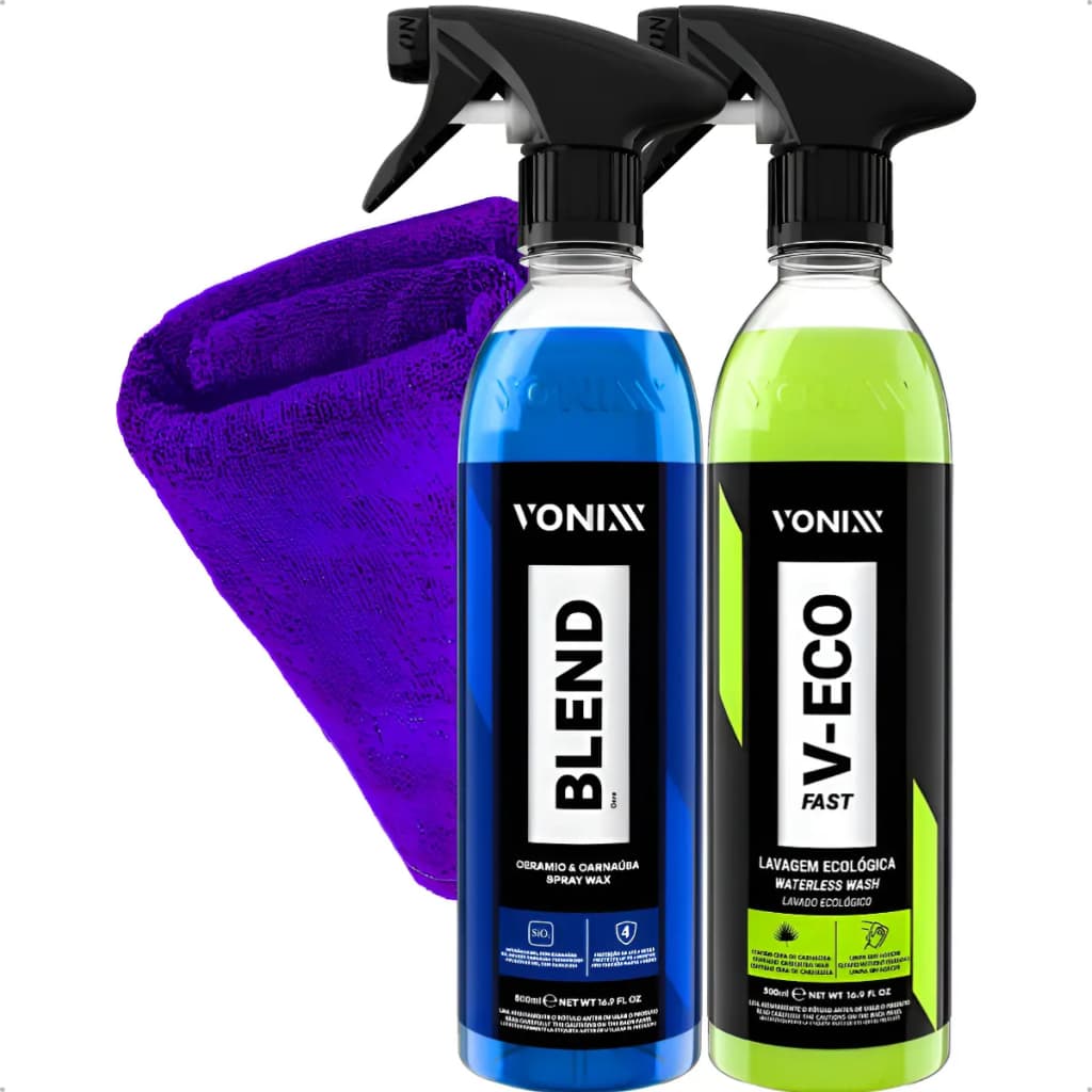 Kit Lavagem A Seco E Enceramento V-eco Fast Blend Spray Pano Microfibra