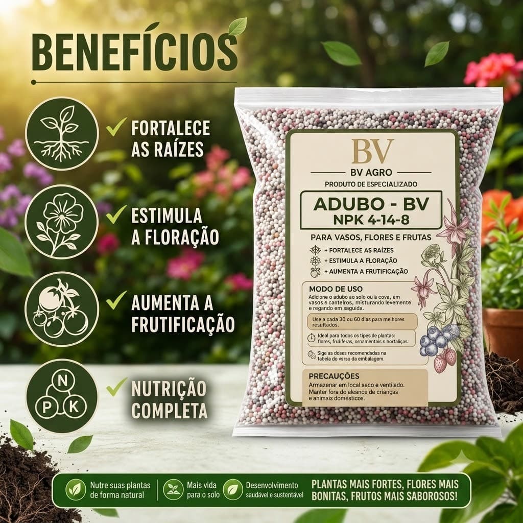 Adubo NPK 04-14-08 Premium - Ideal para Plantio e Enraizamento