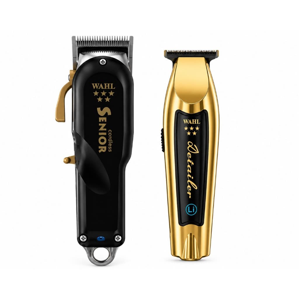 Kit Wahl Senior Cordless + Detailer Gold Li Original Máquina Corte Profissional Sem Fio