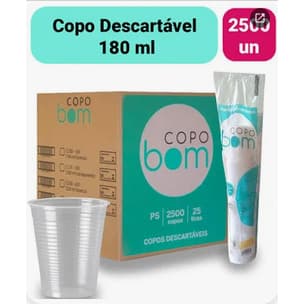 Caixa Copo Plástico Descartável Transparente 180ml - Caixa com 2.500 Unidades