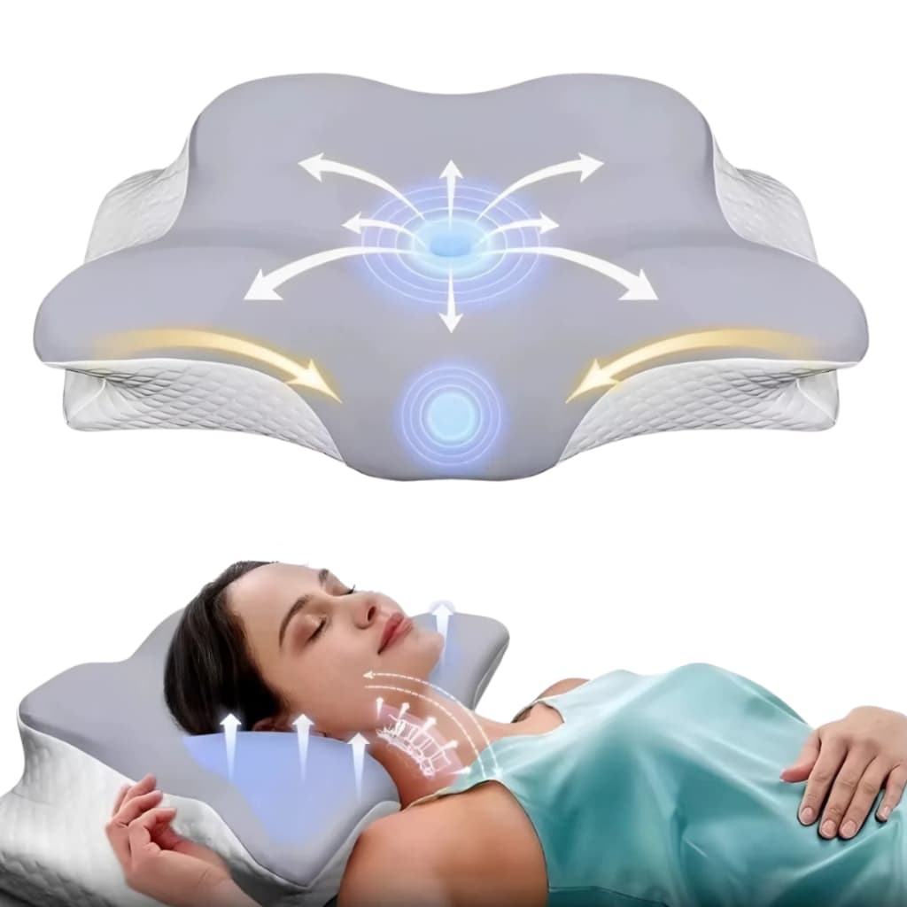 Travesseiro Cervical Ortopédico Viscoelástico Espuma de Memória Ergonômico 62x41cm