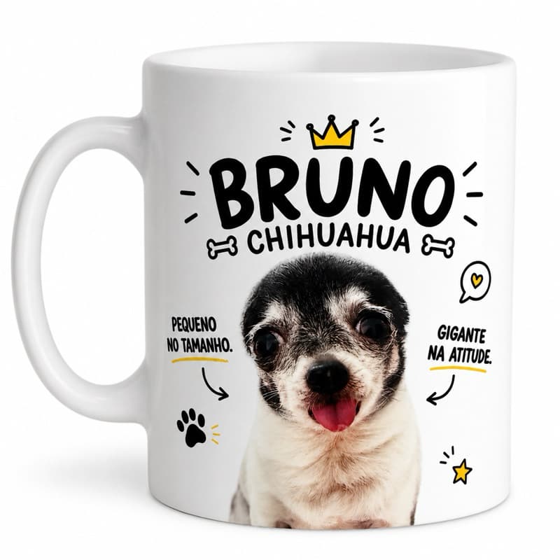 Caneca Personalizada com seu Pet - Porcelana 325ml