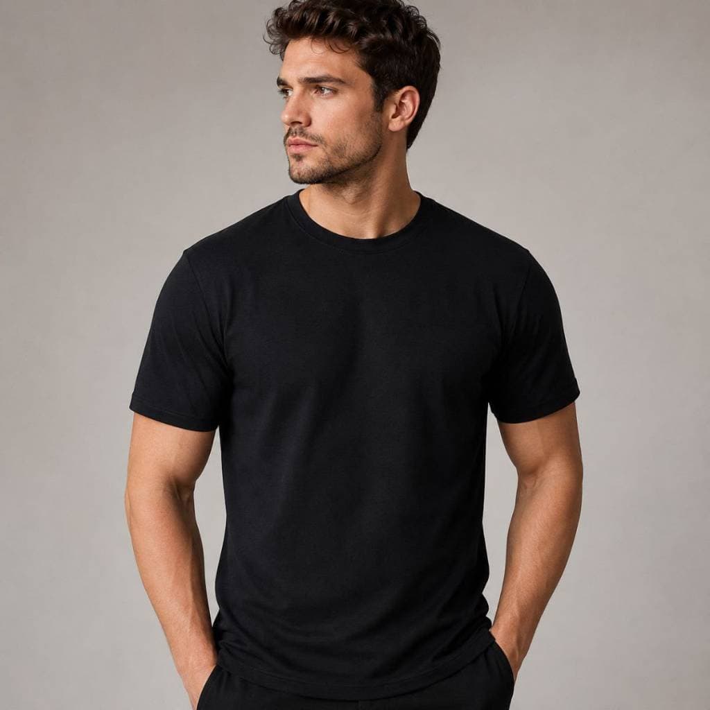 Camiseta Masculina 100% Algodão Premium Camisa Básica Conforto Preto Basico