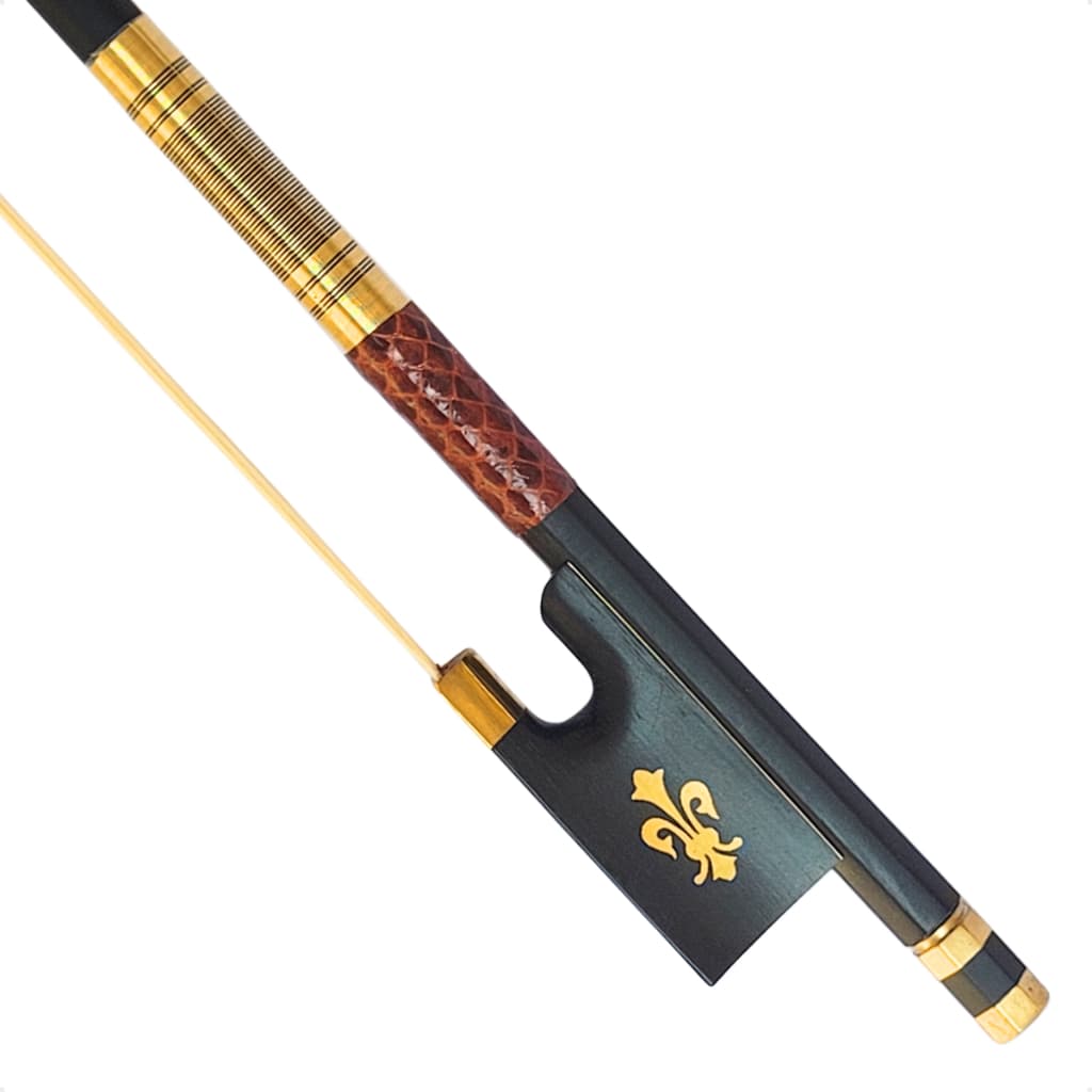 Arco Violino 4/4 Fibra Carbono Profissional - Crina Animal Mongólia - Flor de Lis Dourada