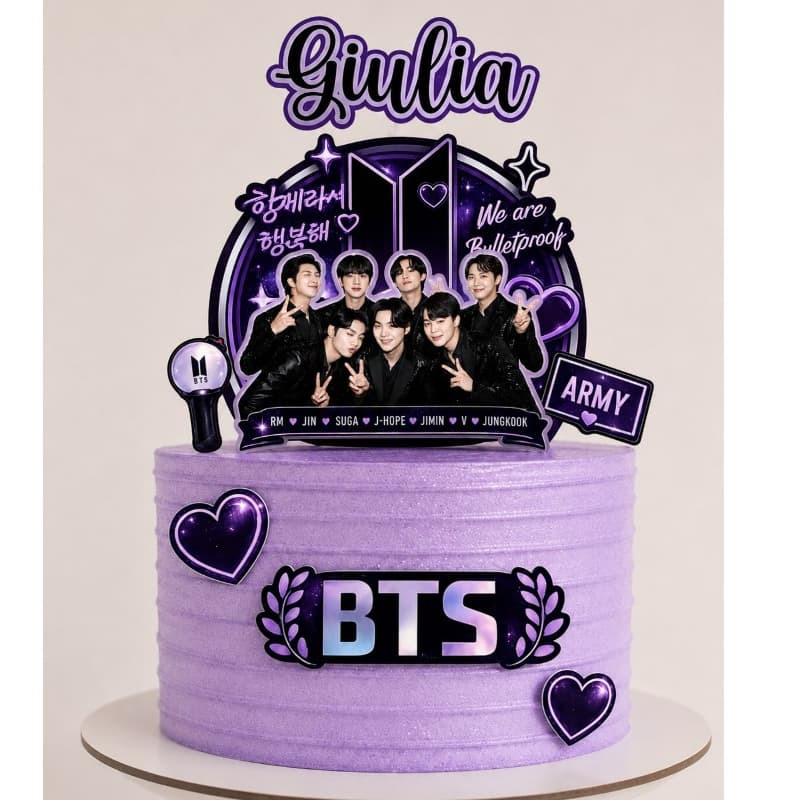 Topode bolo BTS Topper BTS Bolo Coreano Meninos - Agora com nova imagem do grupo