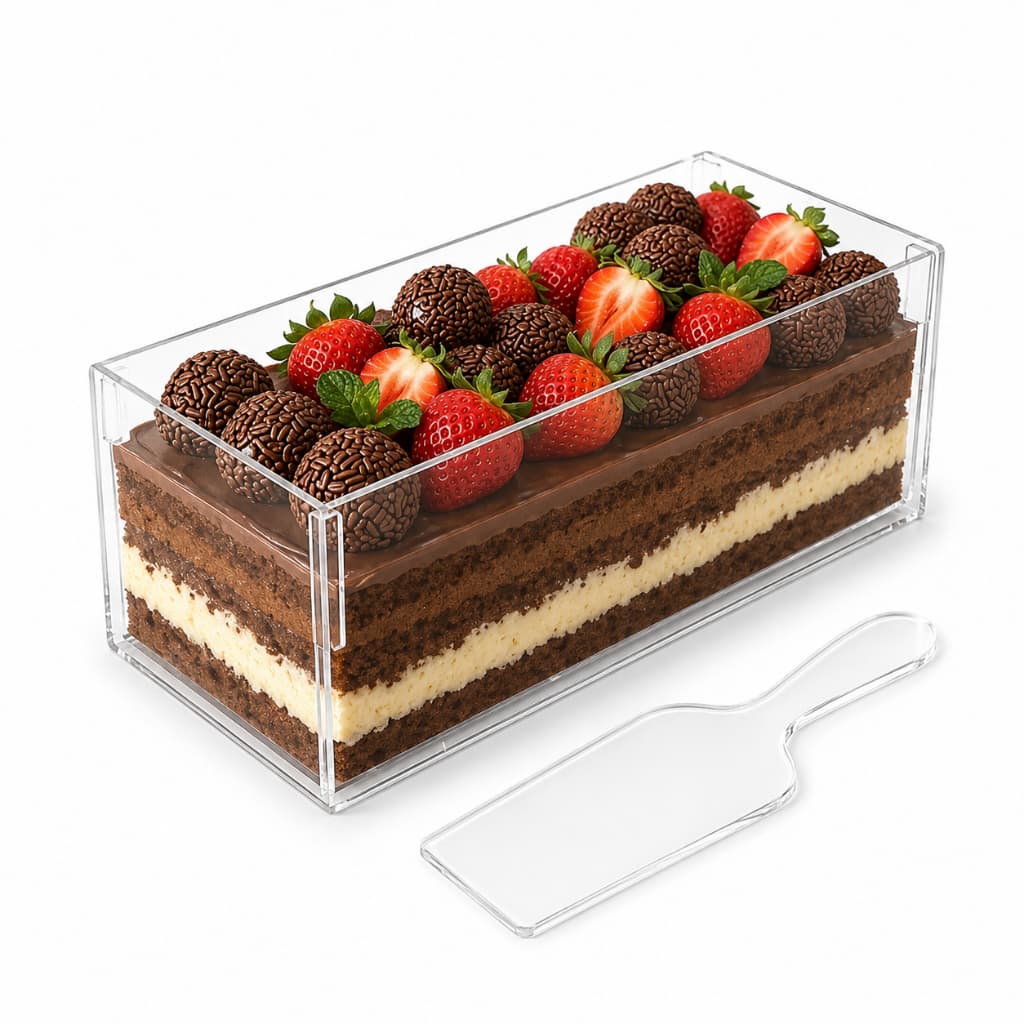 Kit Forma Slice Cake Acrílico 30x10x10 Bolo Fatia Perfeita Formas Transparente