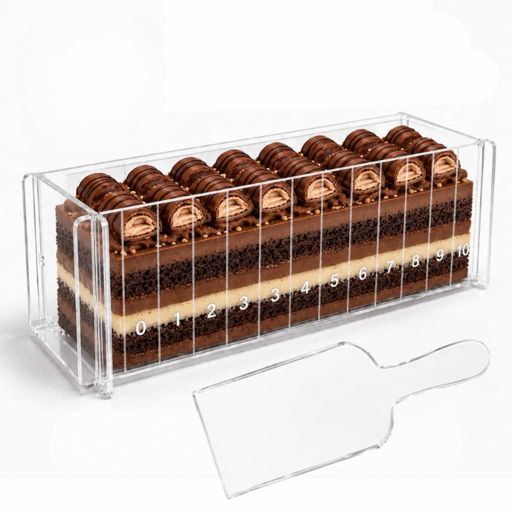 Kit Forma Slice Cake Bolo Acrílico 30x10x10 Fatia Perfeita Formas Com Marcação Números