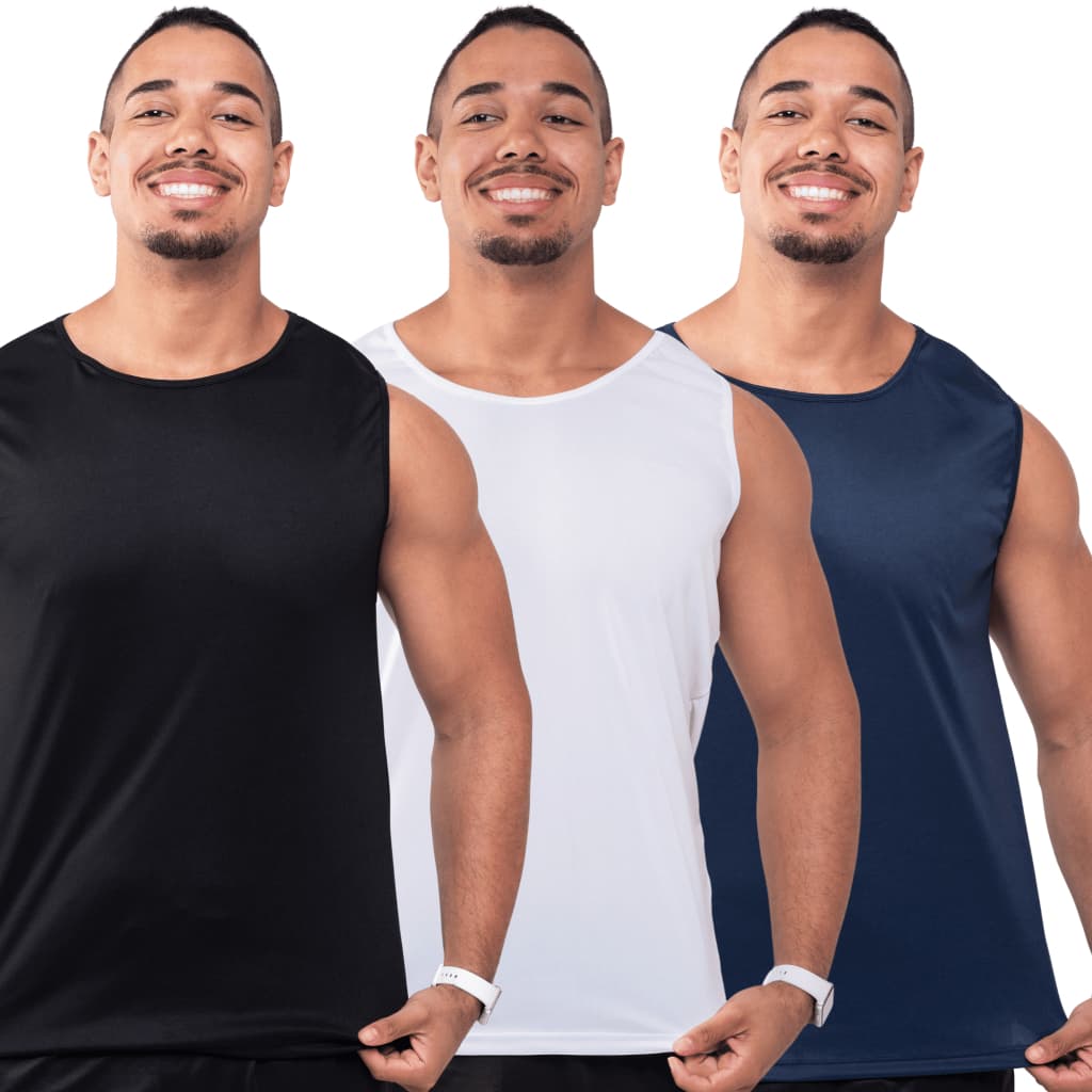 Kit 3 Regata Camisa Musculação Treino Dia a Dia Leve Plus Size Slim Dryfit Basica Lisa Masculina Homem Academia Corrida