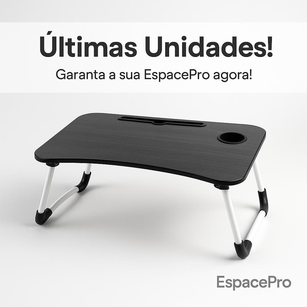 Mesa Notebook Multiuso Preta Ergonomica Compacta Portátil