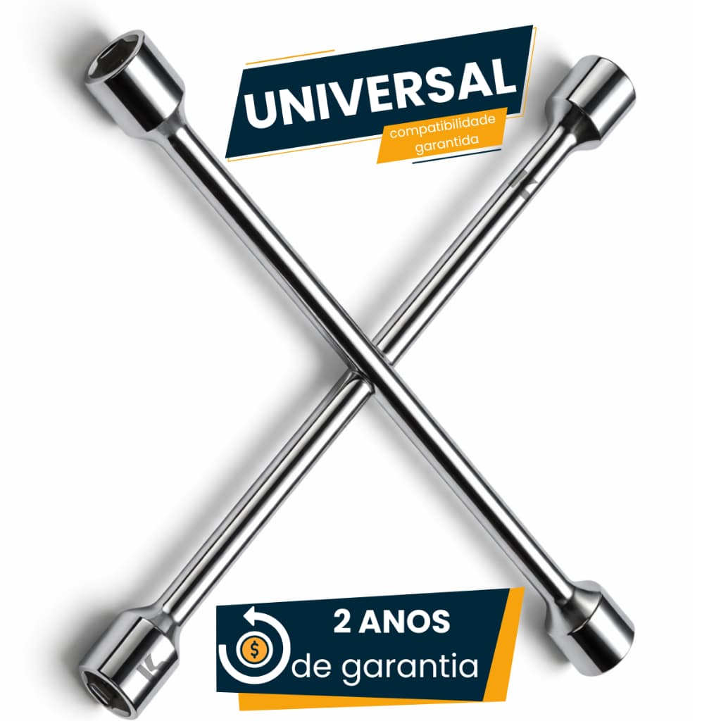 Chave De Roda Cruz Universal 17x19x21x23  em Aço Resistente com Compatível Todos Veículos Nacionais