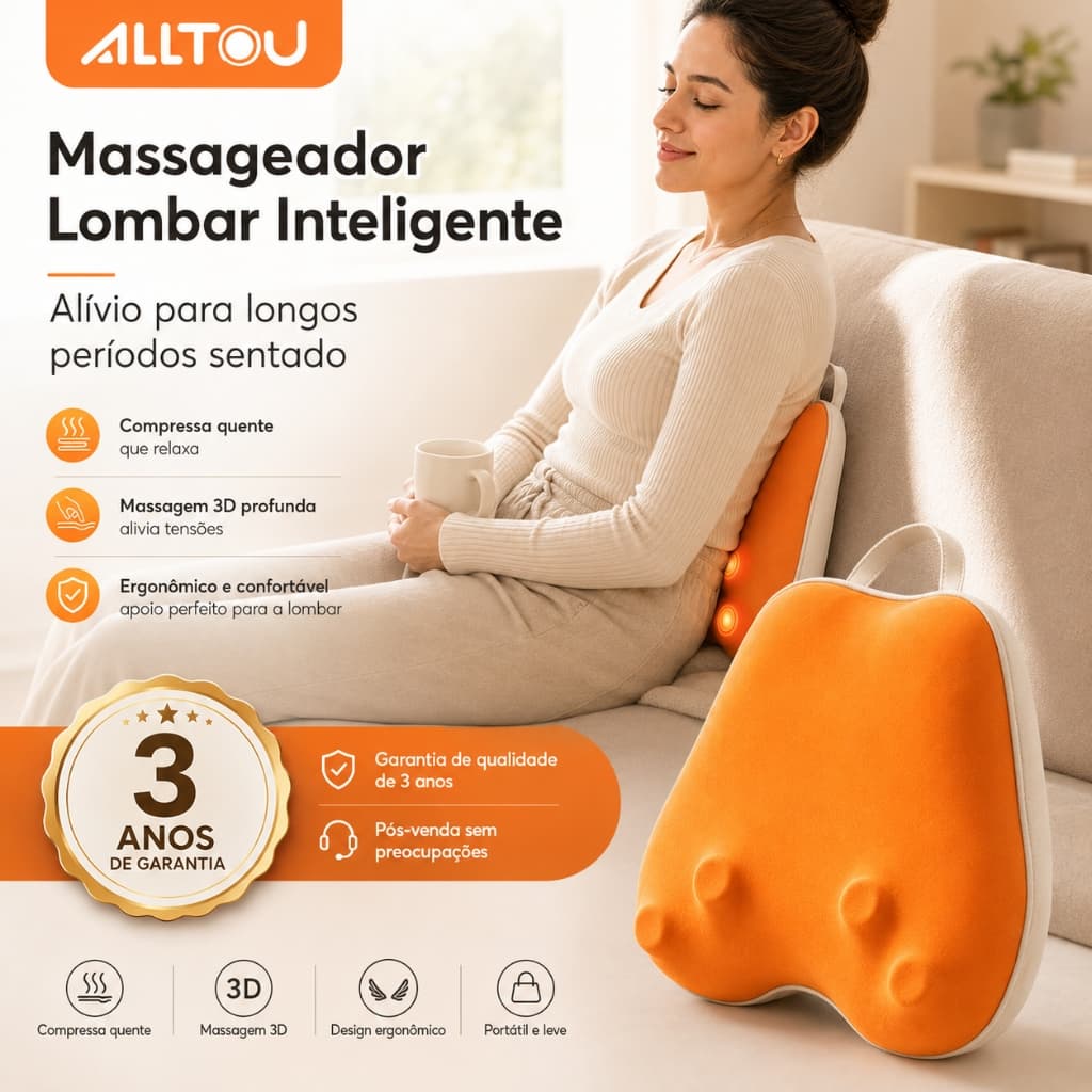 ALLTOU 4 Ball Shiatsu Massager Lumbar Neck Vehicle and Home Lumbar Cushion Neck Feet