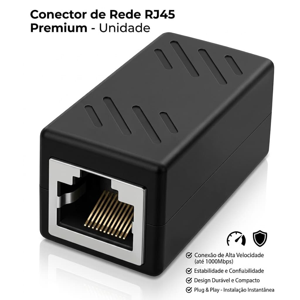 Conector Emenda RJ45 Fêmea x Fêmea - Extensão e Reparo de Cabo de Rede