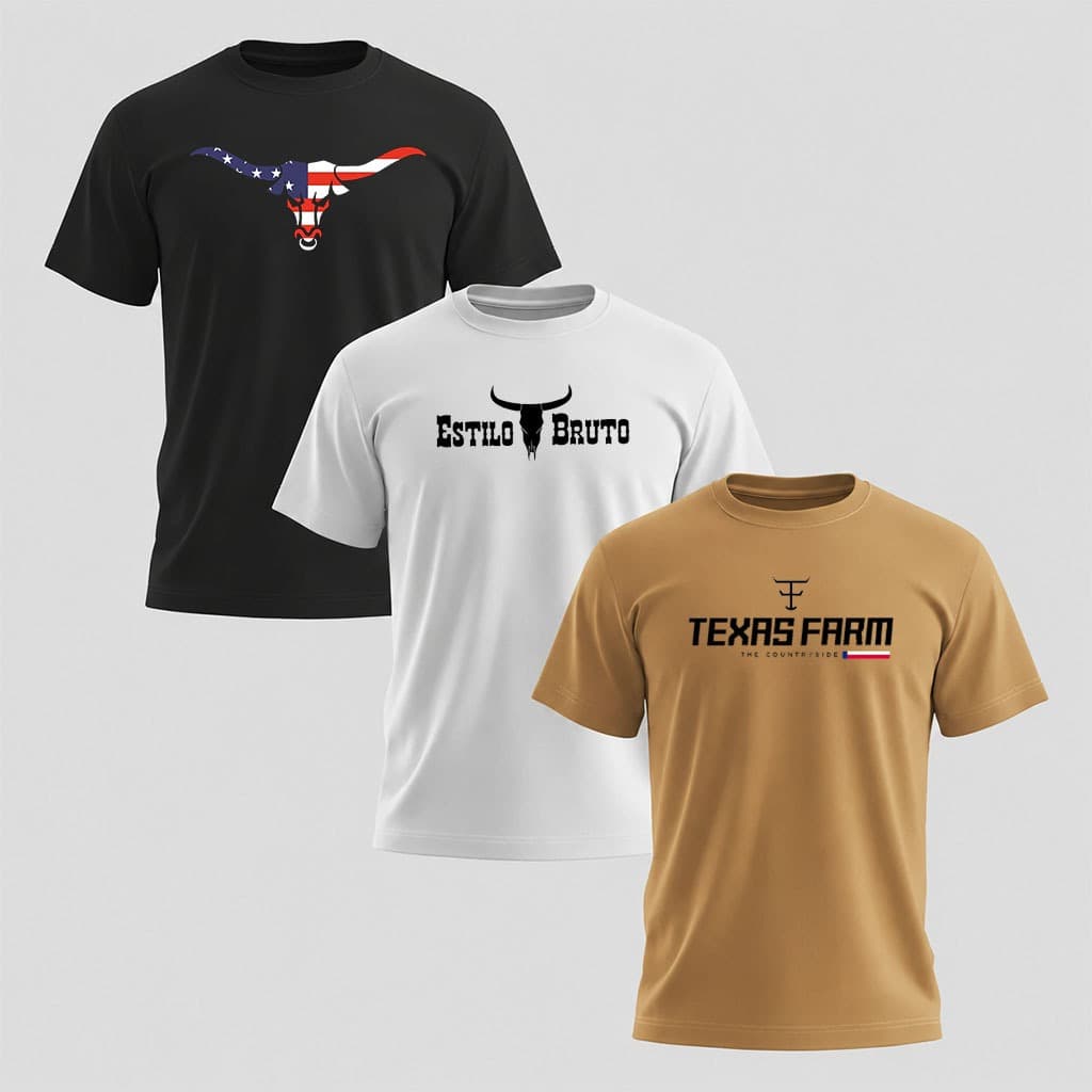 Kit 3 Camisetas Masculina Country 100% Algodão Fio 30.1 Camisa Rodeio Varias Cores Oferta