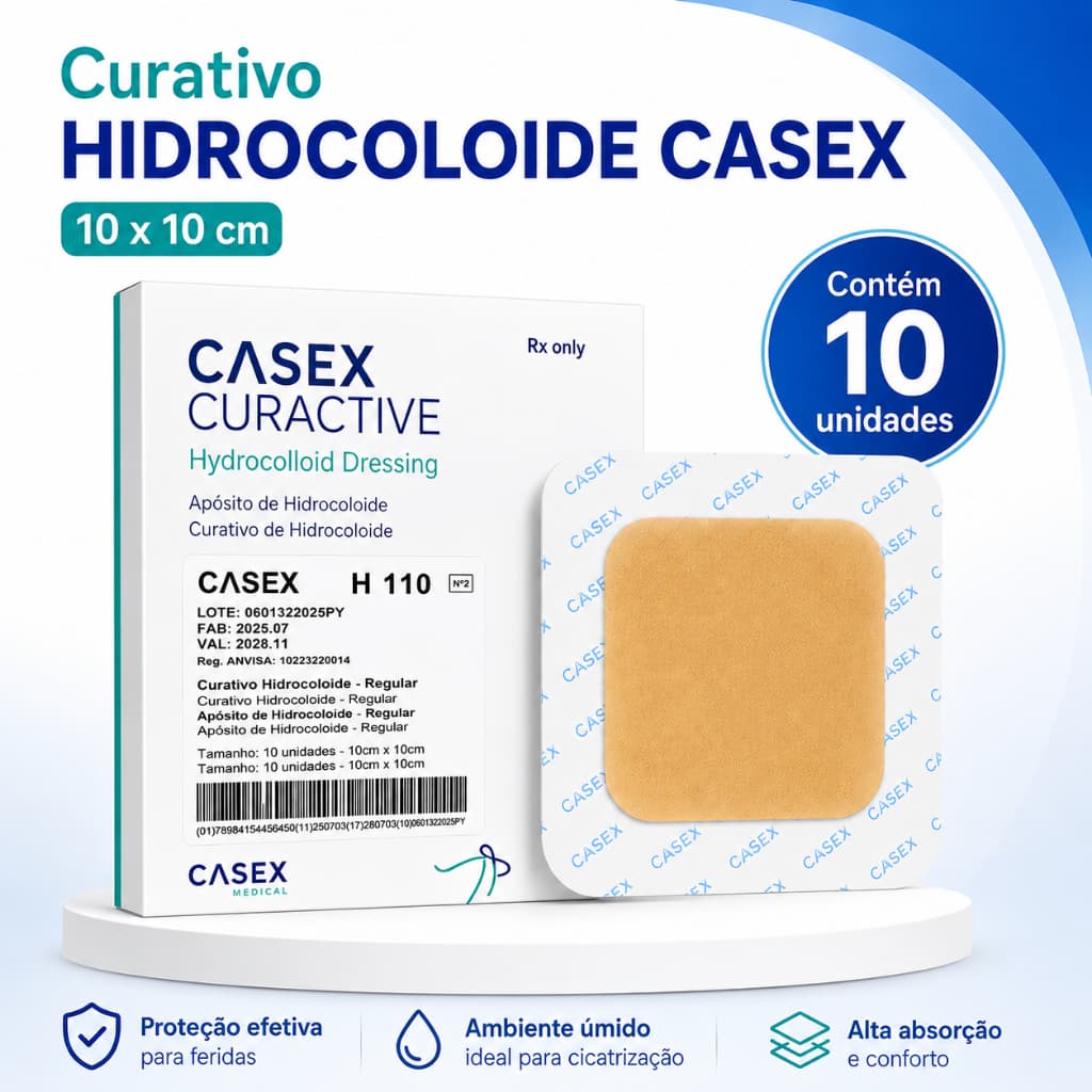 Curativo Hidrocoloide Retangular H110 Casex 10x10cm - 10 Unidades