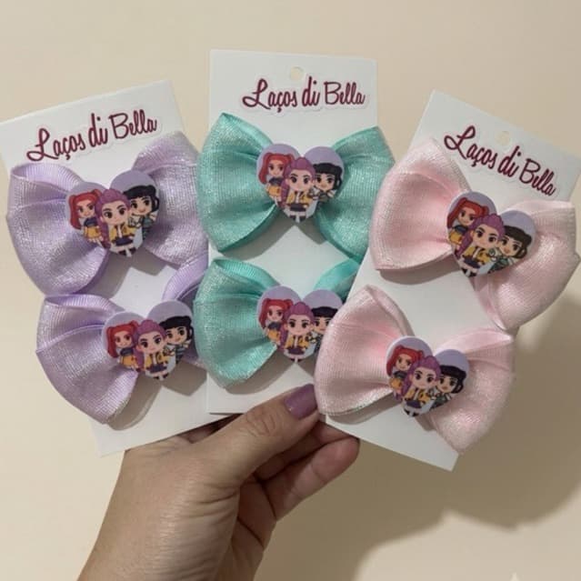Par de Laços Infantil Guerreiras do Kpop  Laço Kpop Laço Infantil Guerreiras do Kpop